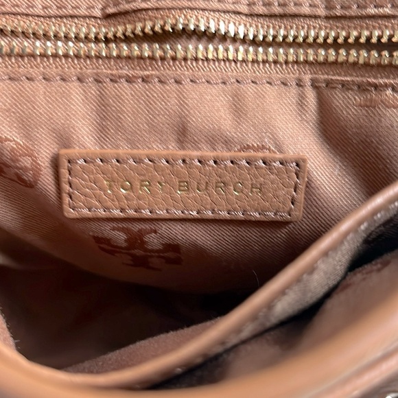 Tory Burch Mini Marion Crossbody Purse Camel Leather Authentic - Picture 6 of 12